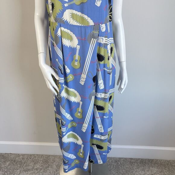 80's Vintage Reyn Spooner Hawaiian Midi Dress Ukelele Rare Print Rayon Sz Small - Picture 4 of 16